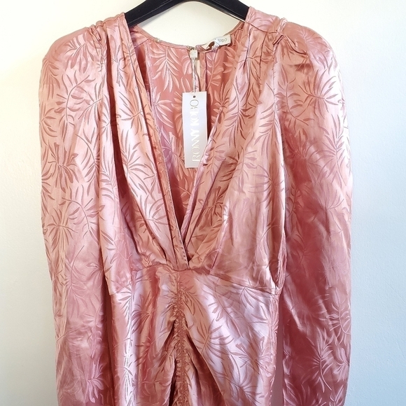 New Ronny Kobo Astrid Jacquard Satin Dusty Rose Midi Dress NWT Size XS - Picture 10 of 14